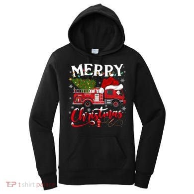 Fire Truck Xmas Tree Fire Firefighter Merry Christmas Gift Women's Hoodie