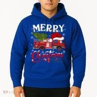 Fire Truck Xmas Tree Fire Firefighter Merry Christmas Gift Hoodie thumb 2