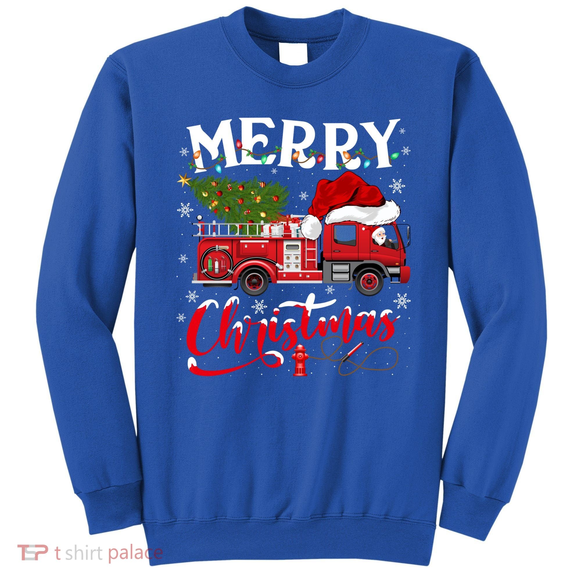 Fire Truck Xmas Tree Fire Firefighter Merry Christmas Gift Sweatshirt