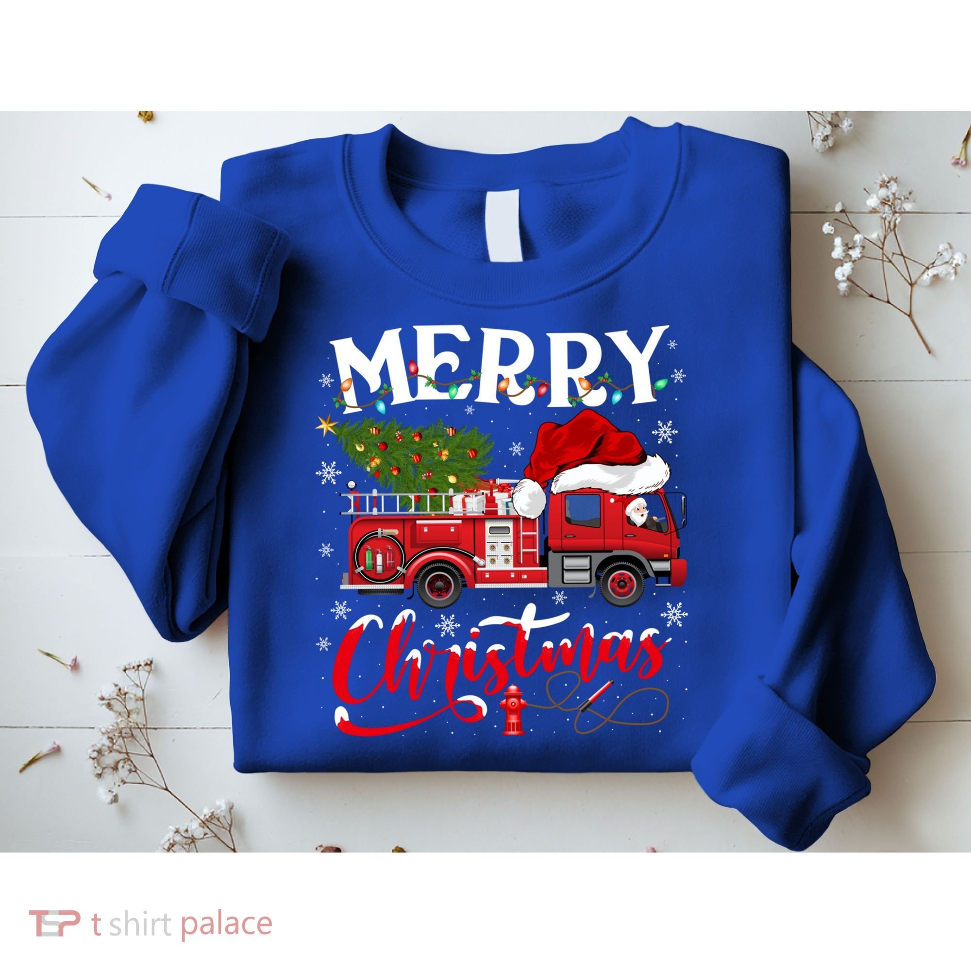 Fire Truck Xmas Tree Fire Firefighter Merry Christmas Gift Sweatshirt