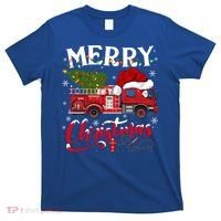 Fire Truck Xmas Tree Fire Firefighter Merry Christmas Gift T-Shirt thumb 0