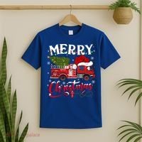 Fire Truck Xmas Tree Fire Firefighter Merry Christmas Gift T-Shirt thumb 2