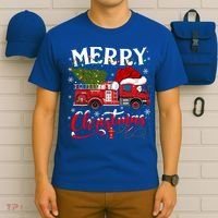 Fire Truck Xmas Tree Fire Firefighter Merry Christmas Gift T-Shirt thumb 6