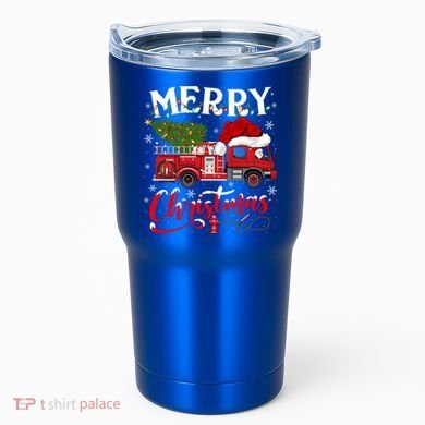 Fire Truck Xmas Tree Fire Firefighter Merry Christmas Gift Tumbler