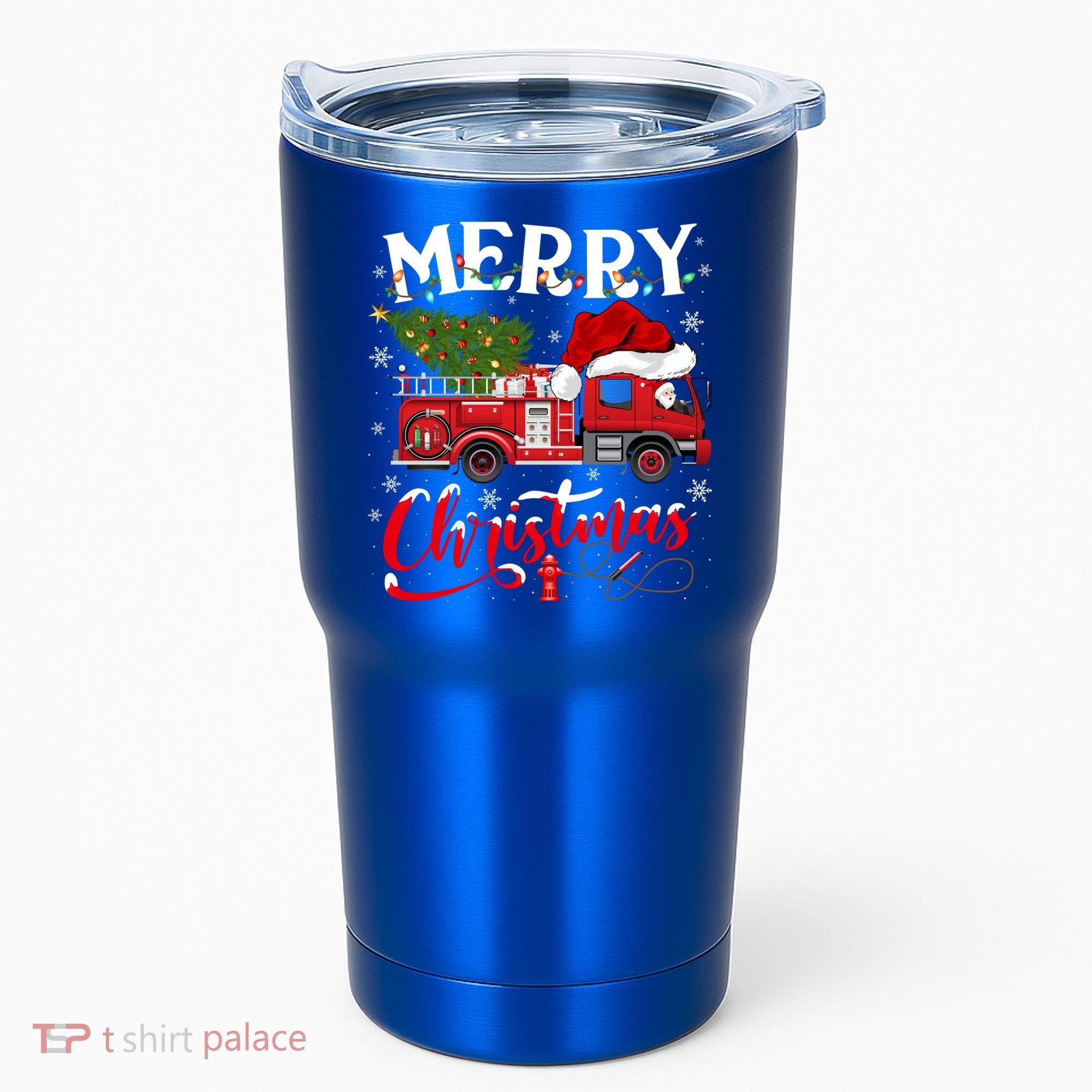 Fire Truck Xmas Tree Fire Firefighter Merry Christmas Gift Tumbler
