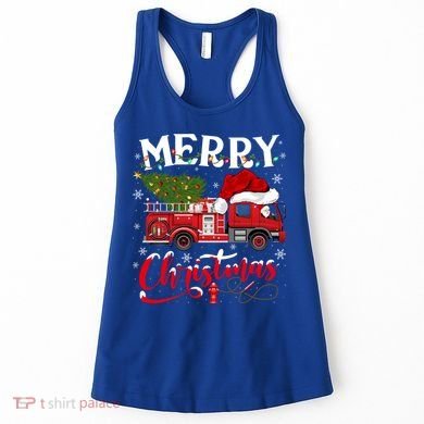 Fire Truck Xmas Tree Fire Firefighter Merry Christmas Gift Women's Tank Top
