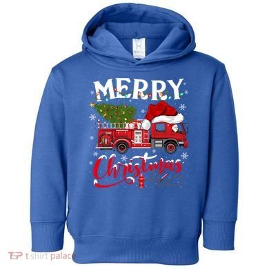 Fire Truck Xmas Tree Fire Firefighter Merry Christmas Gift Toddler Hoodie