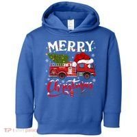 Fire Truck Xmas Tree Fire Firefighter Merry Christmas Gift Toddler Hoodie thumb 0