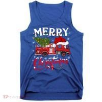 Fire Truck Xmas Tree Fire Firefighter Merry Christmas Gift Tank Top thumb 0