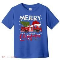 Fire Truck Xmas Tree Fire Firefighter Merry Christmas Gift Toddler T-Shirt thumb 0