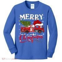 Fire Truck Xmas Tree Fire Firefighter Merry Christmas Gift Kids Long Sleeve Shirt thumb 0