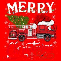 Fire Truck Xmas Tree Fire Firefighter Merry Christmas Gift Santa Hat thumb 1