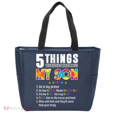 Five Things You Should Know About My Son Autism Tote Bag