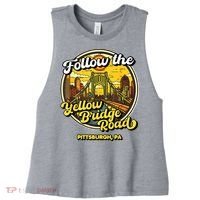 Follow The Yellow Bridge Road Pittsburgh Fan Women's Racerback Cropped Tank thumb 0