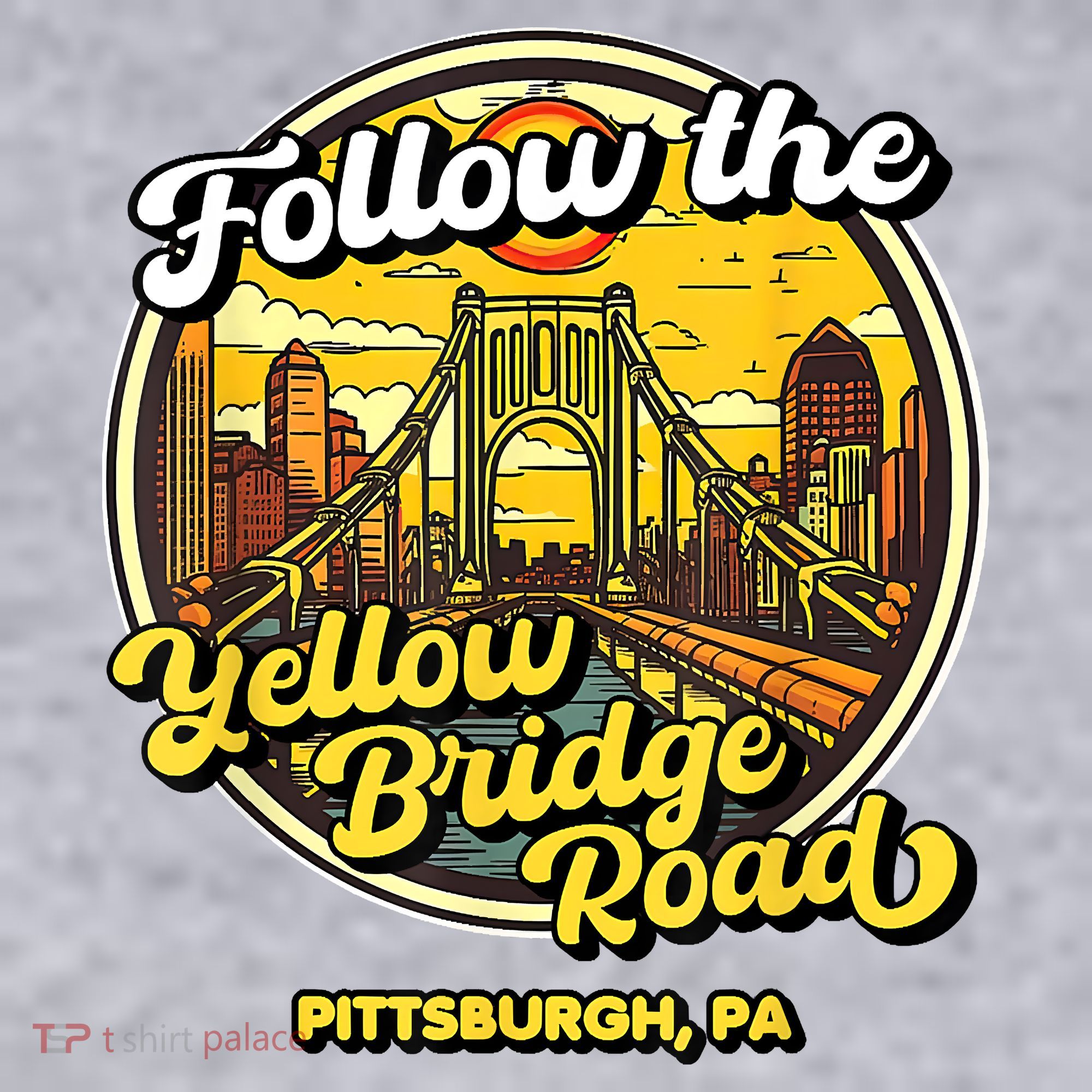 Follow The Yellow Bridge Road Pittsburgh Fan Women's Racerback Cropped Tank
