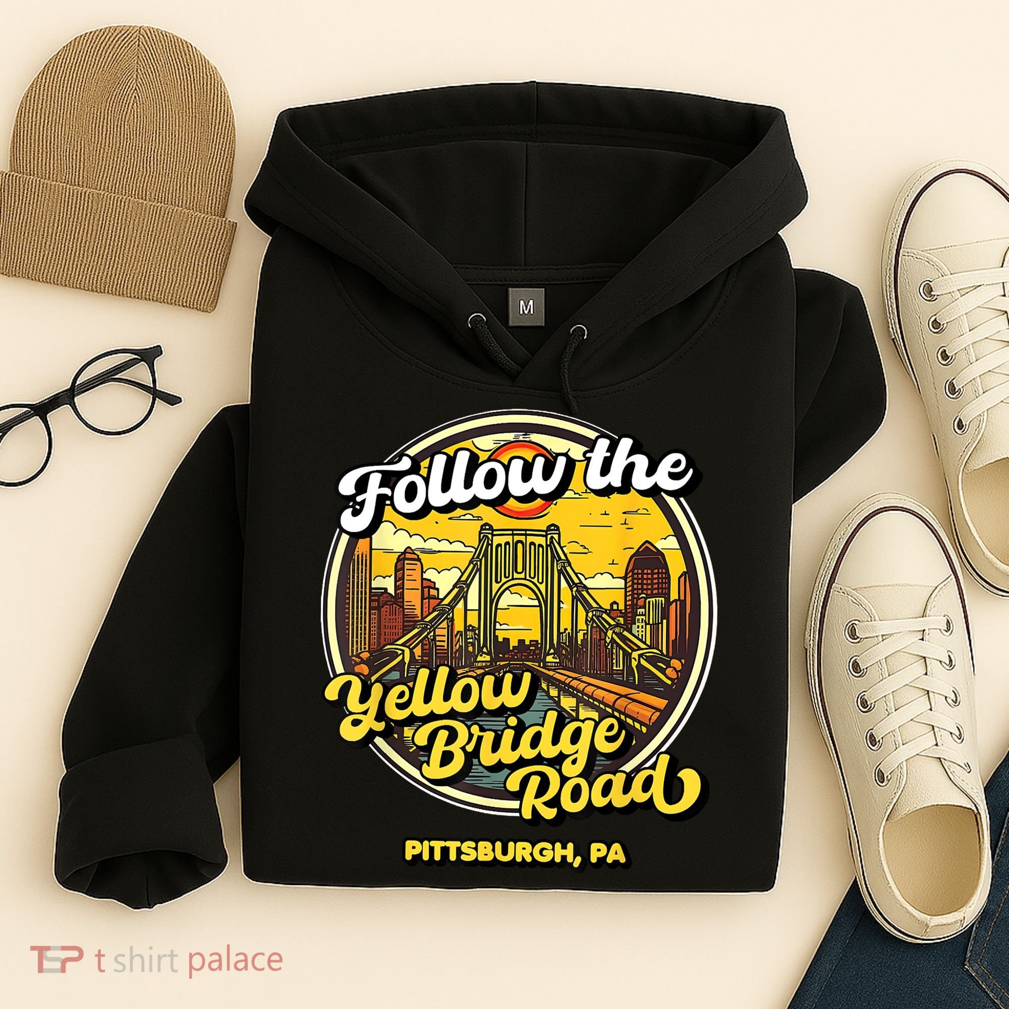 Follow The Yellow Bridge Road Pittsburgh Fan Hoodie
