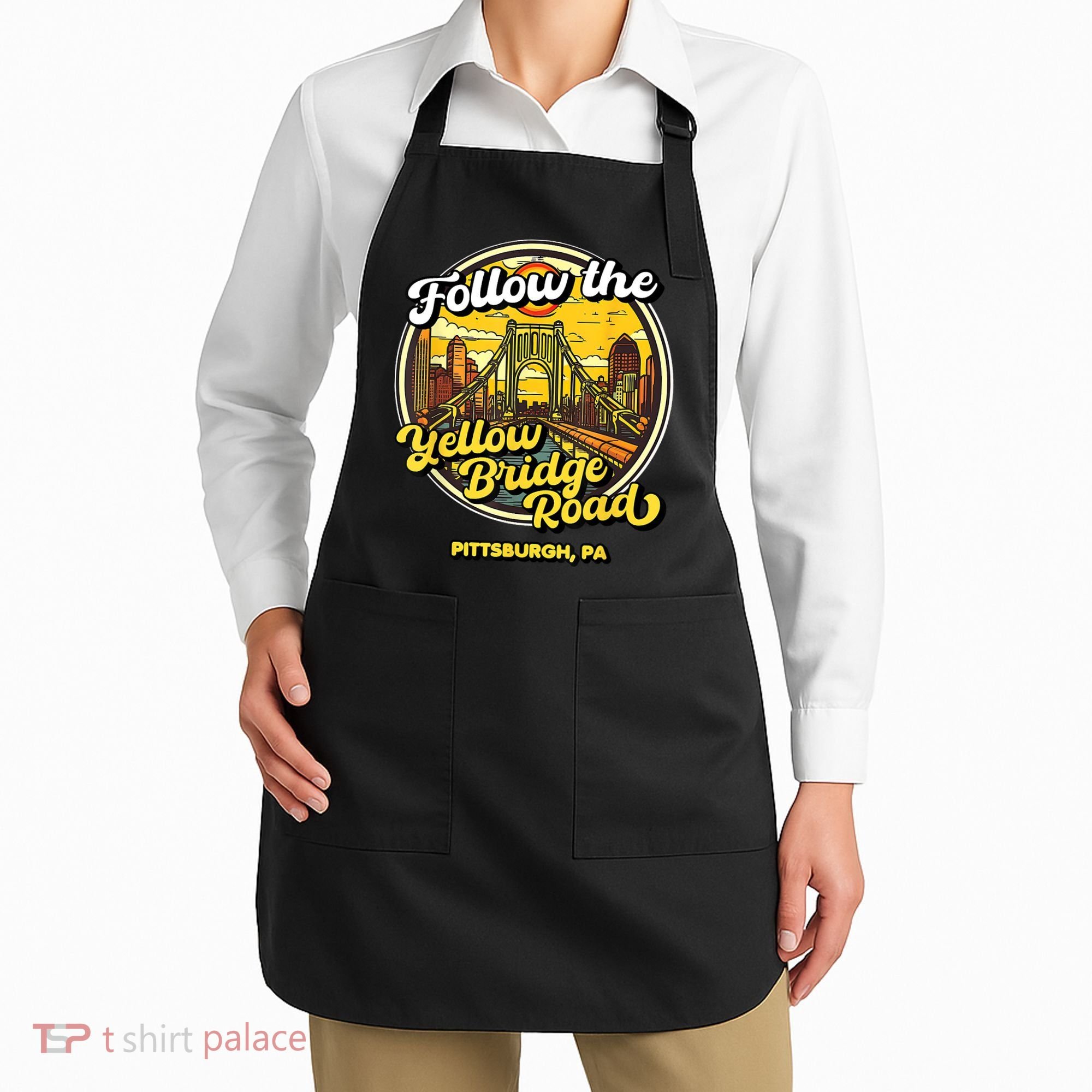 Follow The Yellow Bridge Road Pittsburgh Fan Apron