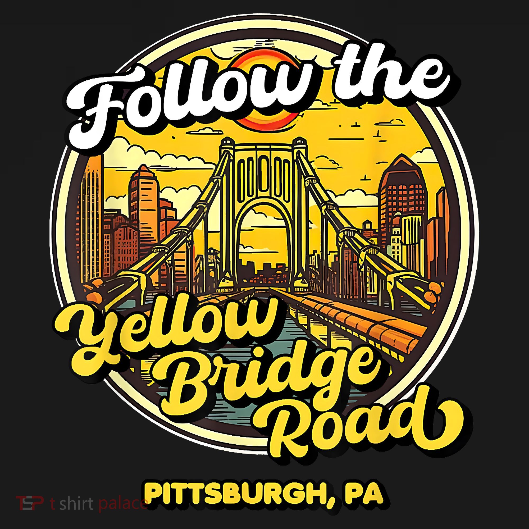 Follow The Yellow Bridge Road Pittsburgh Fan Apron