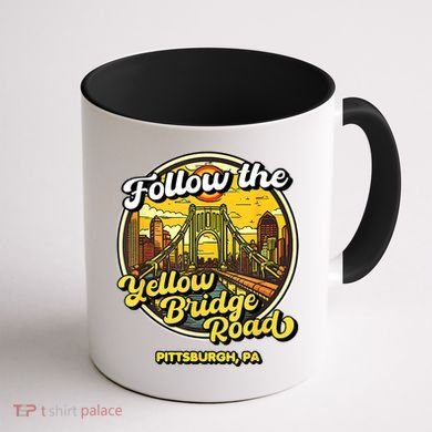 Follow The Yellow Bridge Road Pittsburgh Fan Coffee Mug back