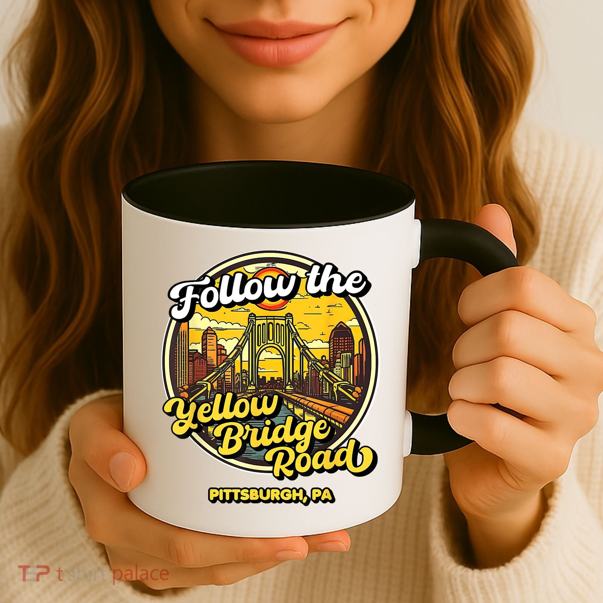 Follow The Yellow Bridge Road Pittsburgh Fan Coffee Mug