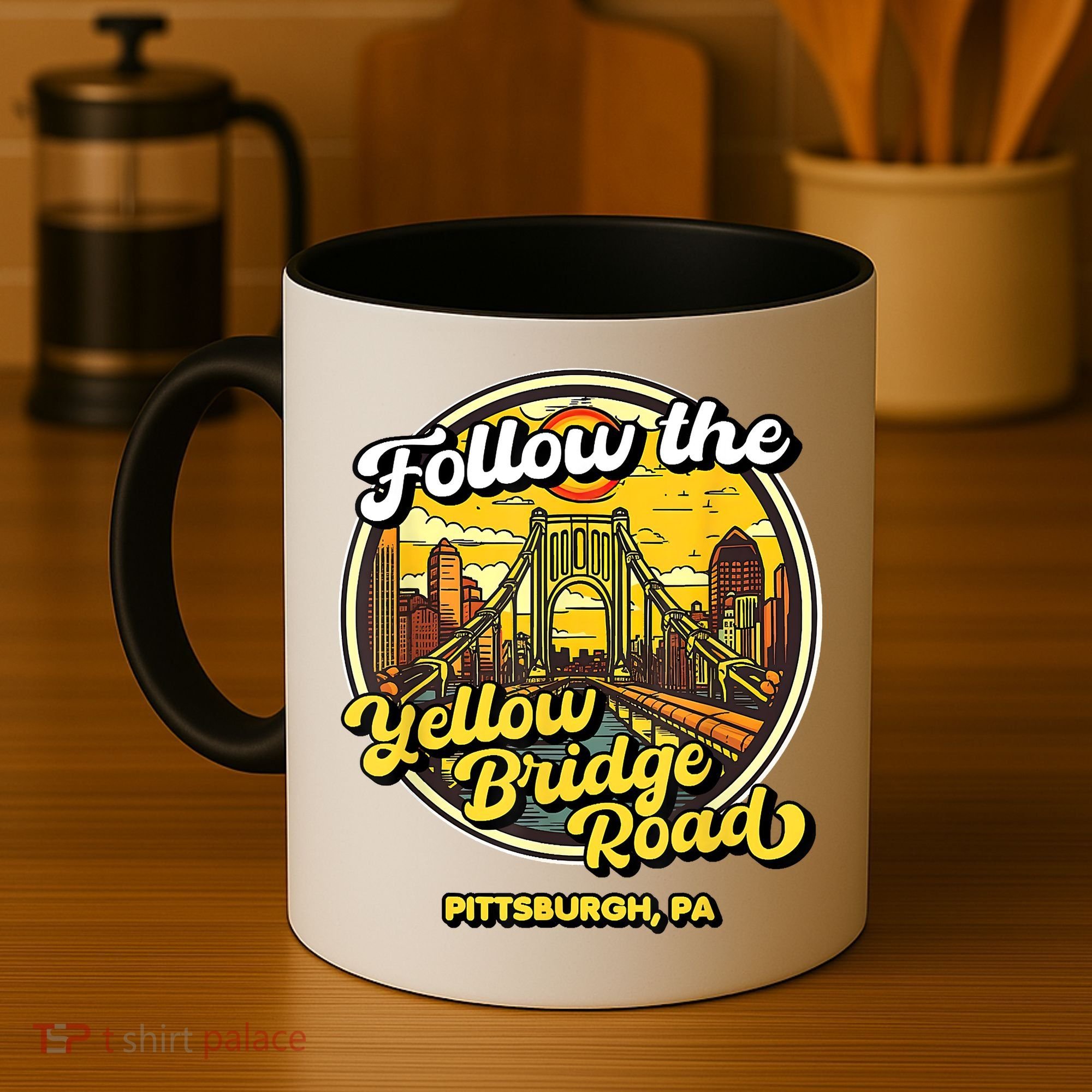 Follow The Yellow Bridge Road Pittsburgh Fan Coffee Mug