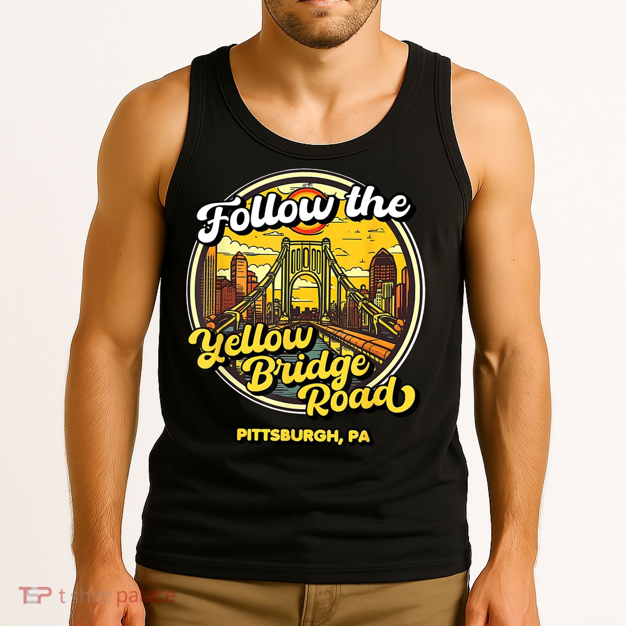 Follow The Yellow Bridge Road Pittsburgh Fan Tank Top