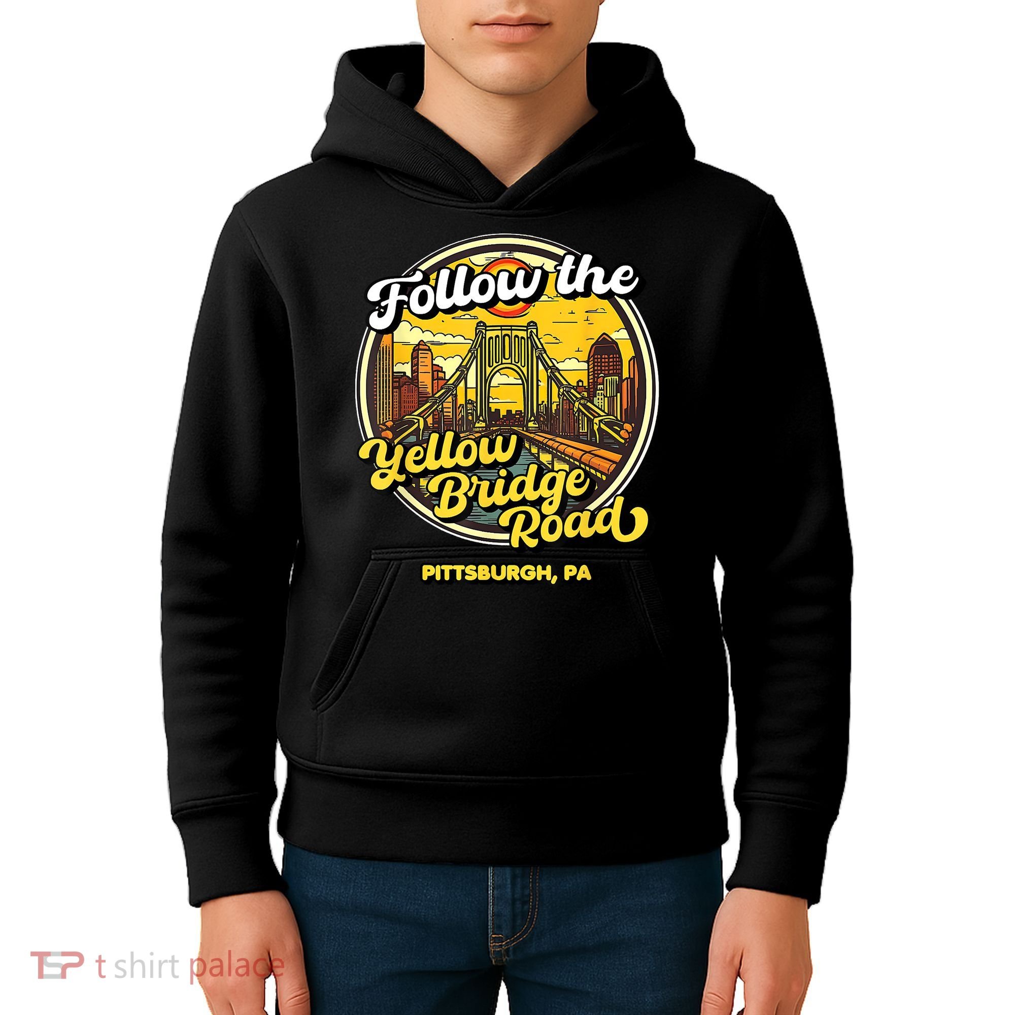Follow The Yellow Bridge Road Pittsburgh Fan Kids Hoodie