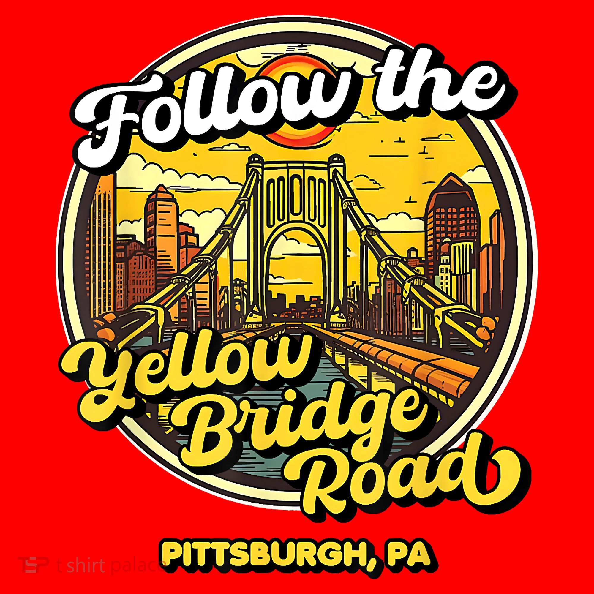 Follow The Yellow Bridge Road Pittsburgh Fan Santa Hat