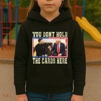 Funny Trump You Dont Hold The Cards Here Zelensky Kids Hoodie thumb 3