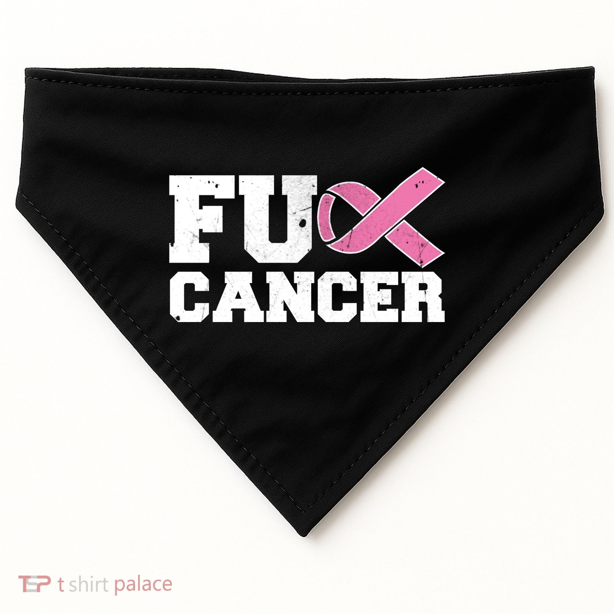 FU Cancer Funny Breast Cancer Awareness USA-Made Doggie Bandana