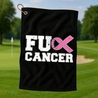 FU Cancer Funny Breast Cancer Awareness Golf Towel thumb 1