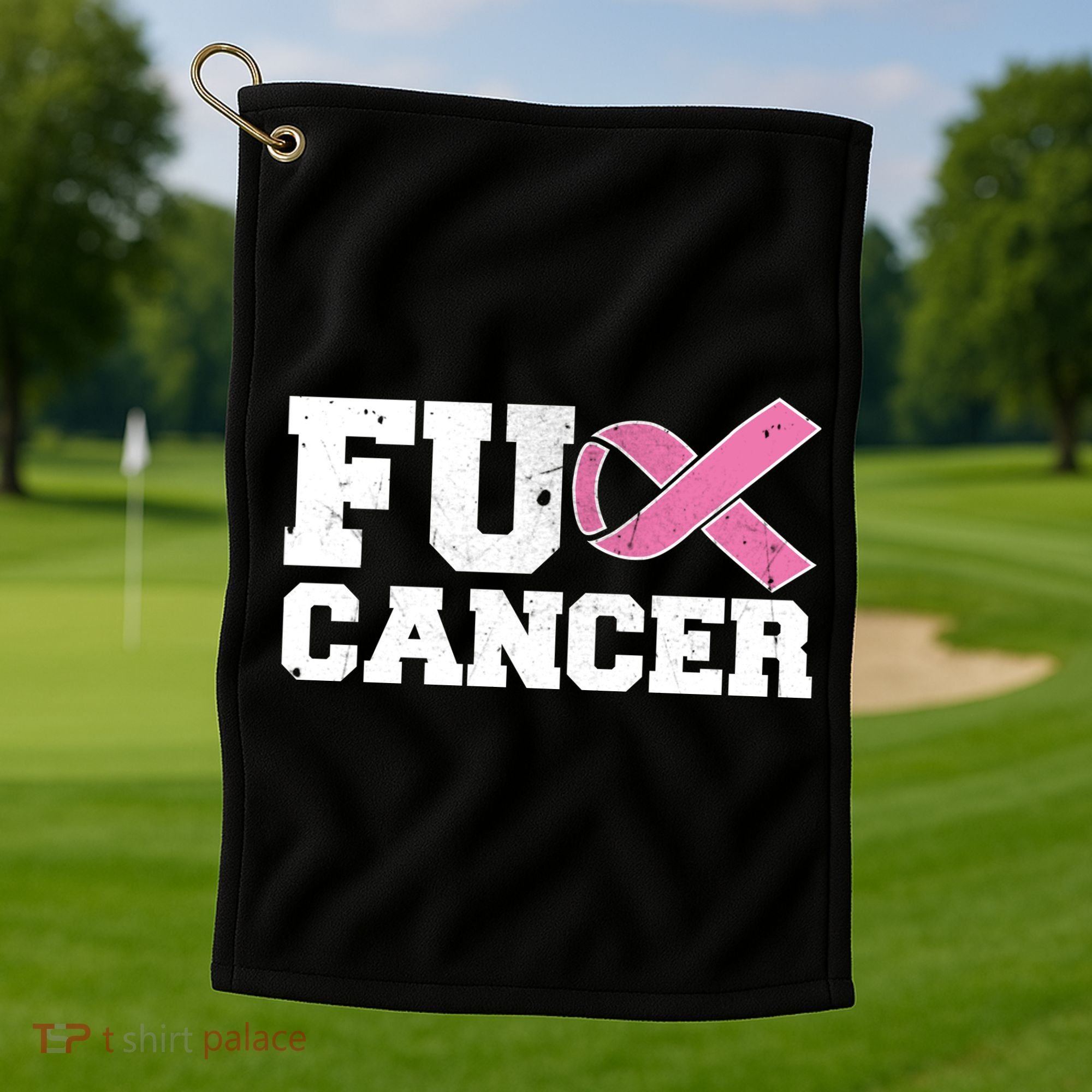 FU Cancer Funny Breast Cancer Awareness Golf Towel