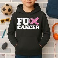FU Cancer Funny Breast Cancer Awareness Kids Hoodie thumb 2