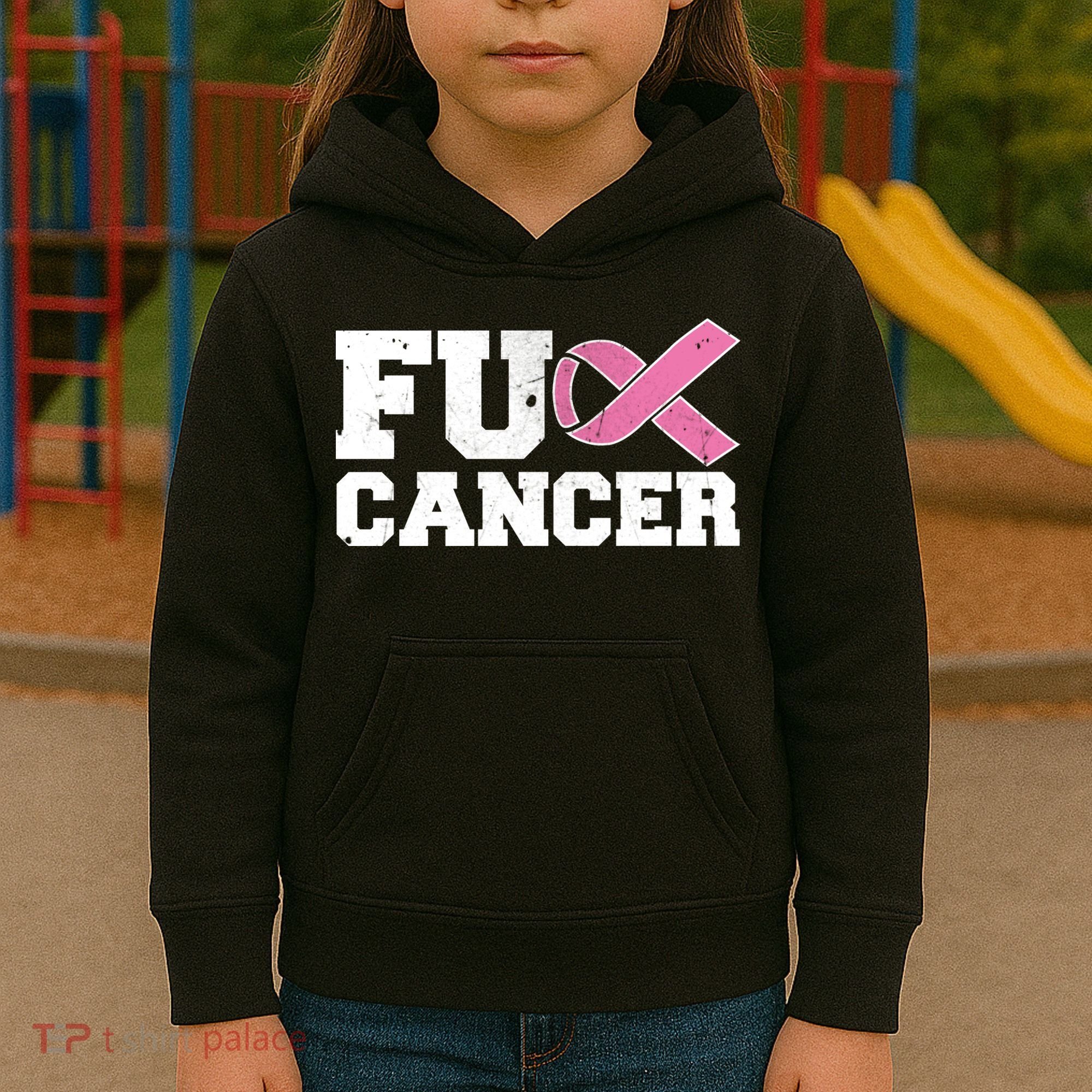 FU Cancer Funny Breast Cancer Awareness Kids Hoodie