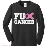 FU Cancer Funny Breast Cancer Awareness Kids Long Sleeve Shirt thumb 0