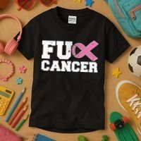 FU Cancer Funny Breast Cancer Awareness Kids T-Shirt thumb 3