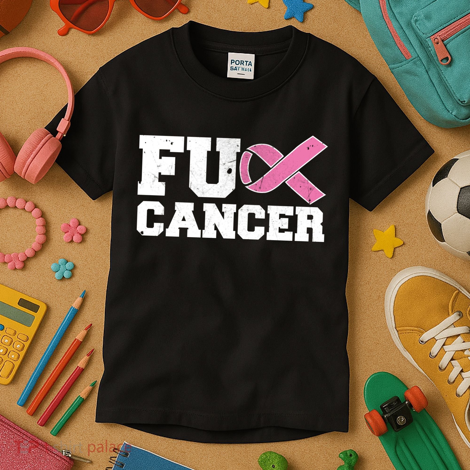 FU Cancer Funny Breast Cancer Awareness Kids T-Shirt