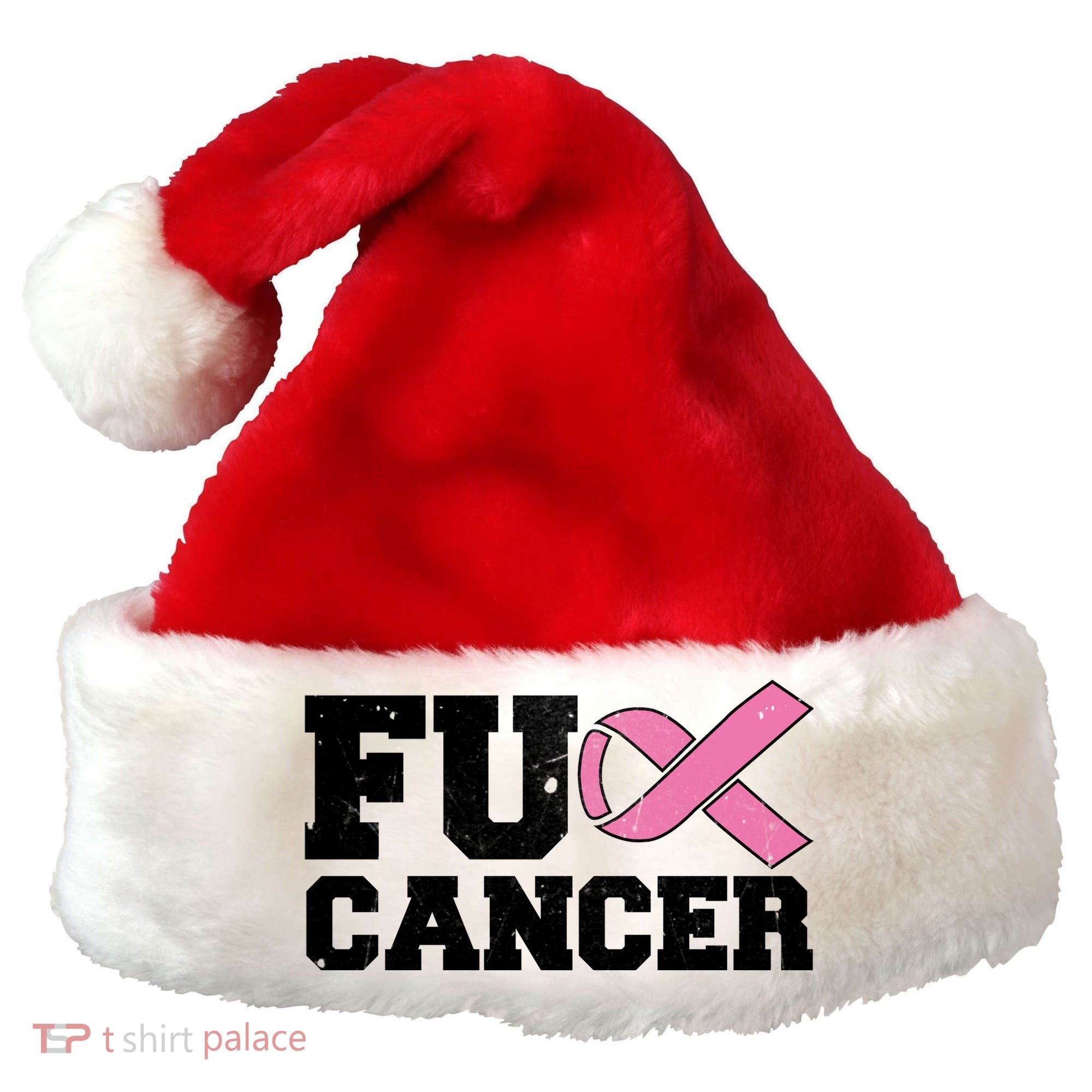FU Cancer Funny Breast Cancer Awareness Santa Hat