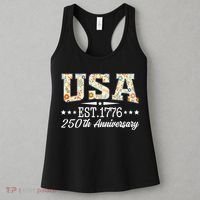 Floral USA 1776 Patriotic 250th Anniversary 250 Years Celebration Women's Tank Top thumb 3