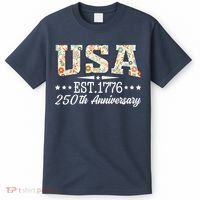Floral USA 1776 Patriotic 250th Anniversary 250 Years Celebration T-Shirt thumb 0