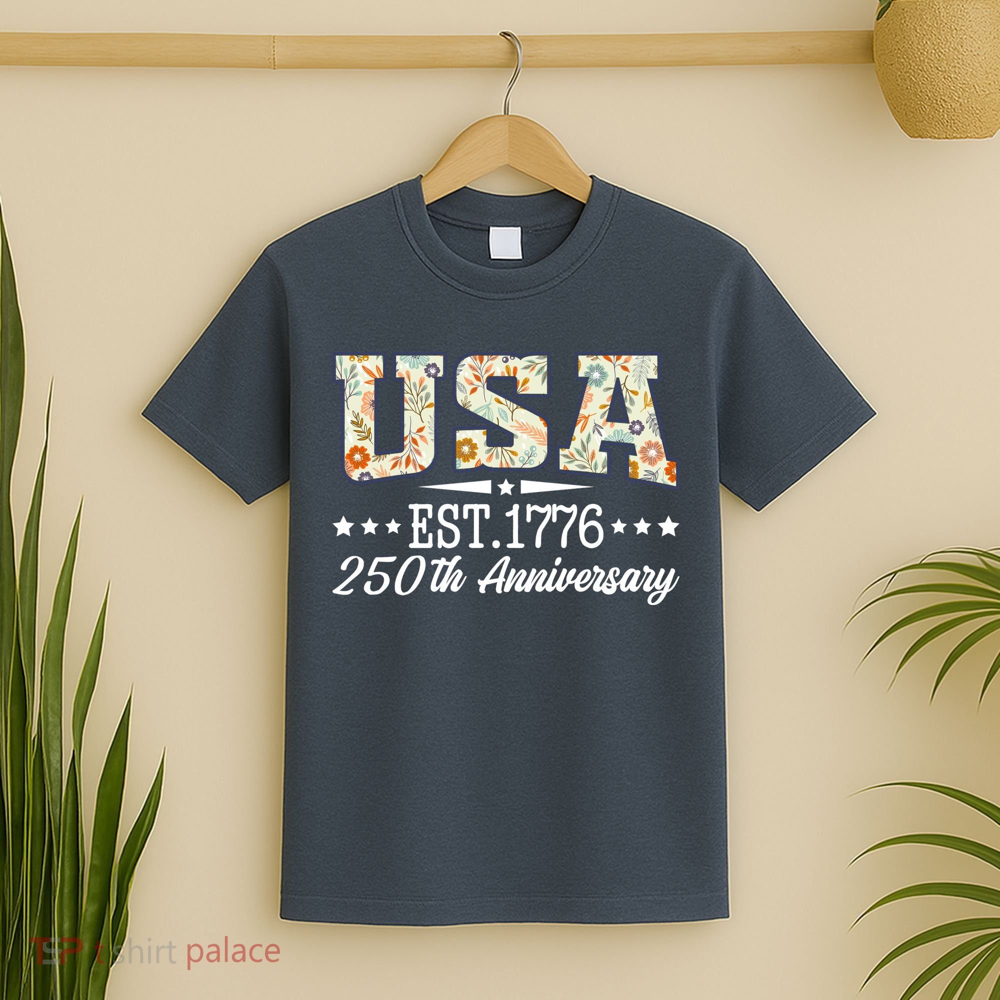 Floral USA 1776 Patriotic 250th Anniversary 250 Years Celebration T-Shirt