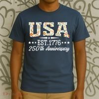 Floral USA 1776 Patriotic 250th Anniversary 250 Years Celebration T-Shirt thumb 3