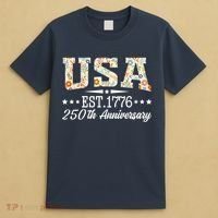 Floral USA 1776 Patriotic 250th Anniversary 250 Years Celebration T-Shirt thumb 4