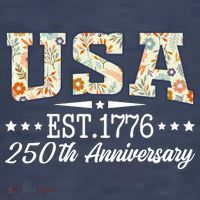 Floral USA 1776 Patriotic 250th Anniversary 250 Years Celebration T-Shirt thumb 5