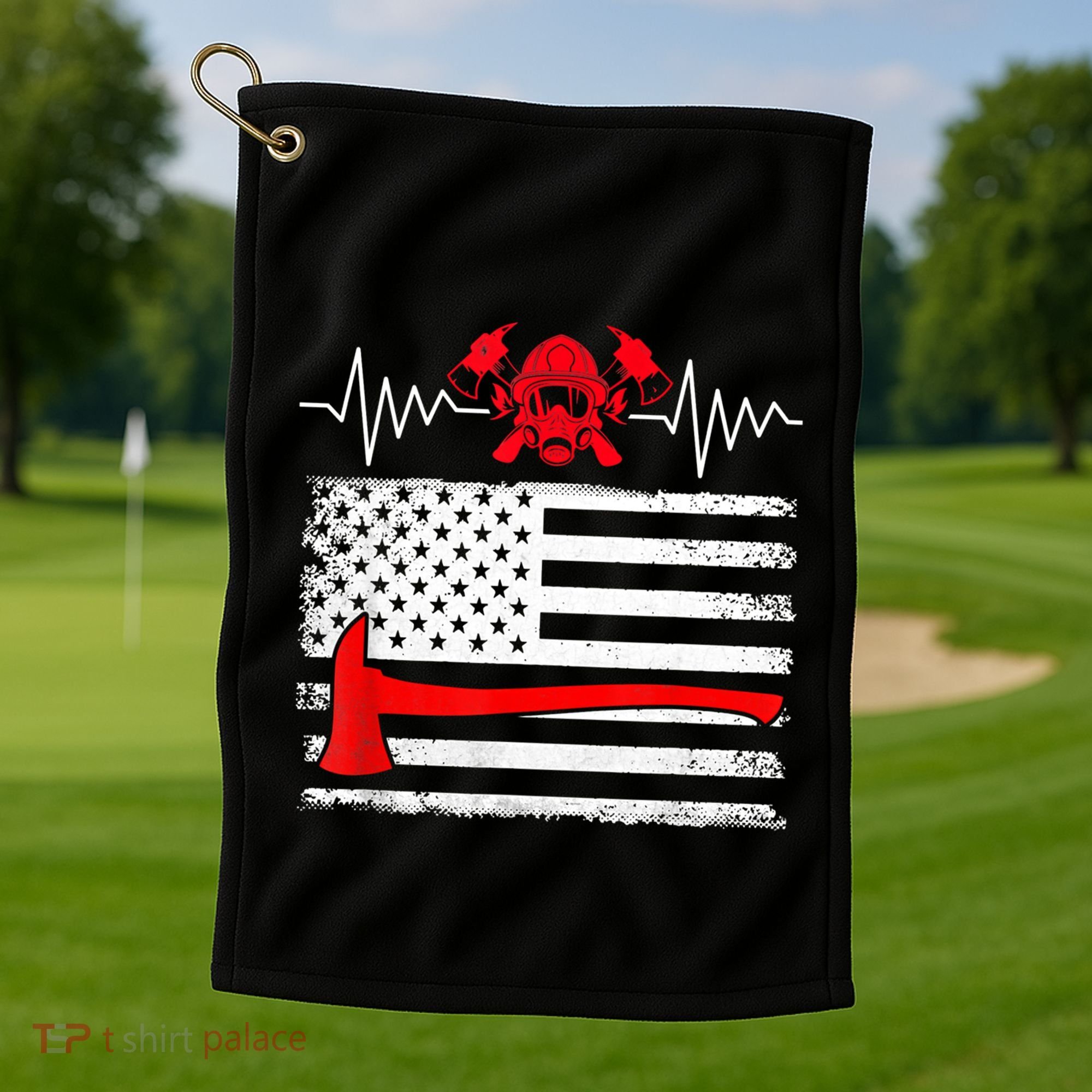 Firefighter Usa American Flag With Wildland Firefighter Hero Cute Gift Golf Towel