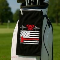 Firefighter Usa American Flag With Wildland Firefighter Hero Cute Gift Golf Towel thumb 2