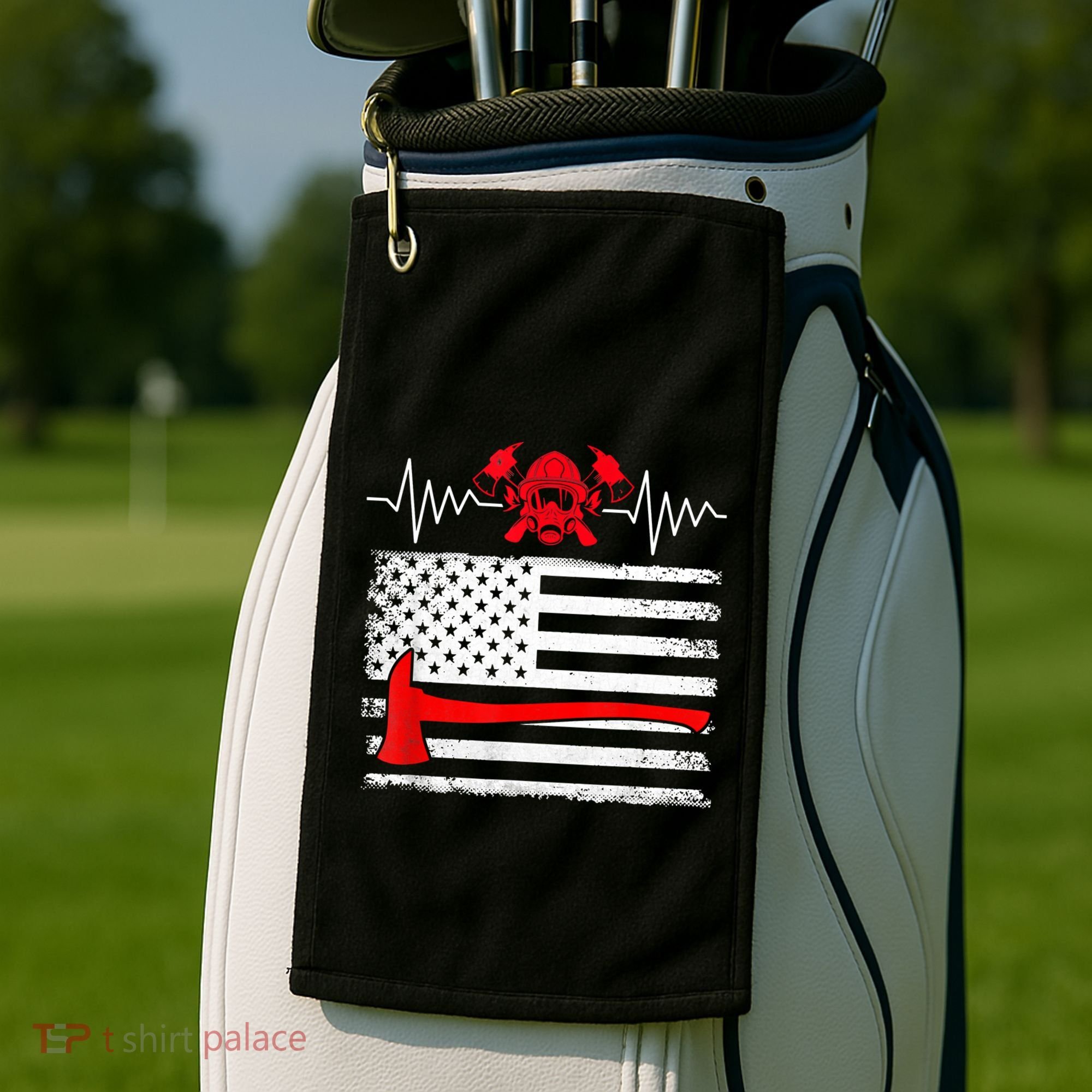 Firefighter Usa American Flag With Wildland Firefighter Hero Cute Gift Golf Towel