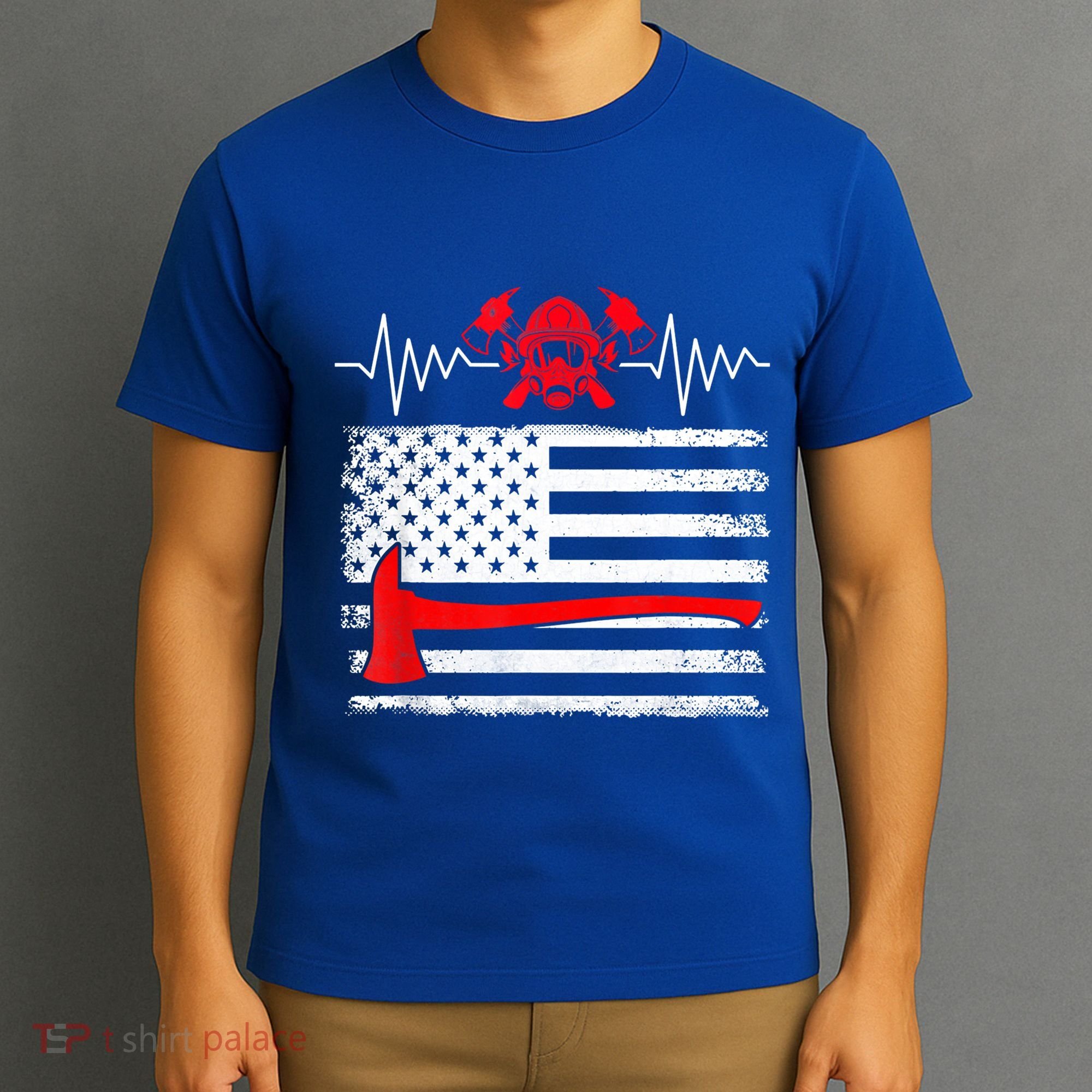 Firefighter Usa American Flag With Wildland Firefighter Hero Cute Gift T-Shirt