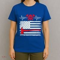 Firefighter Usa American Flag With Wildland Firefighter Hero Cute Gift T-Shirt thumb 4