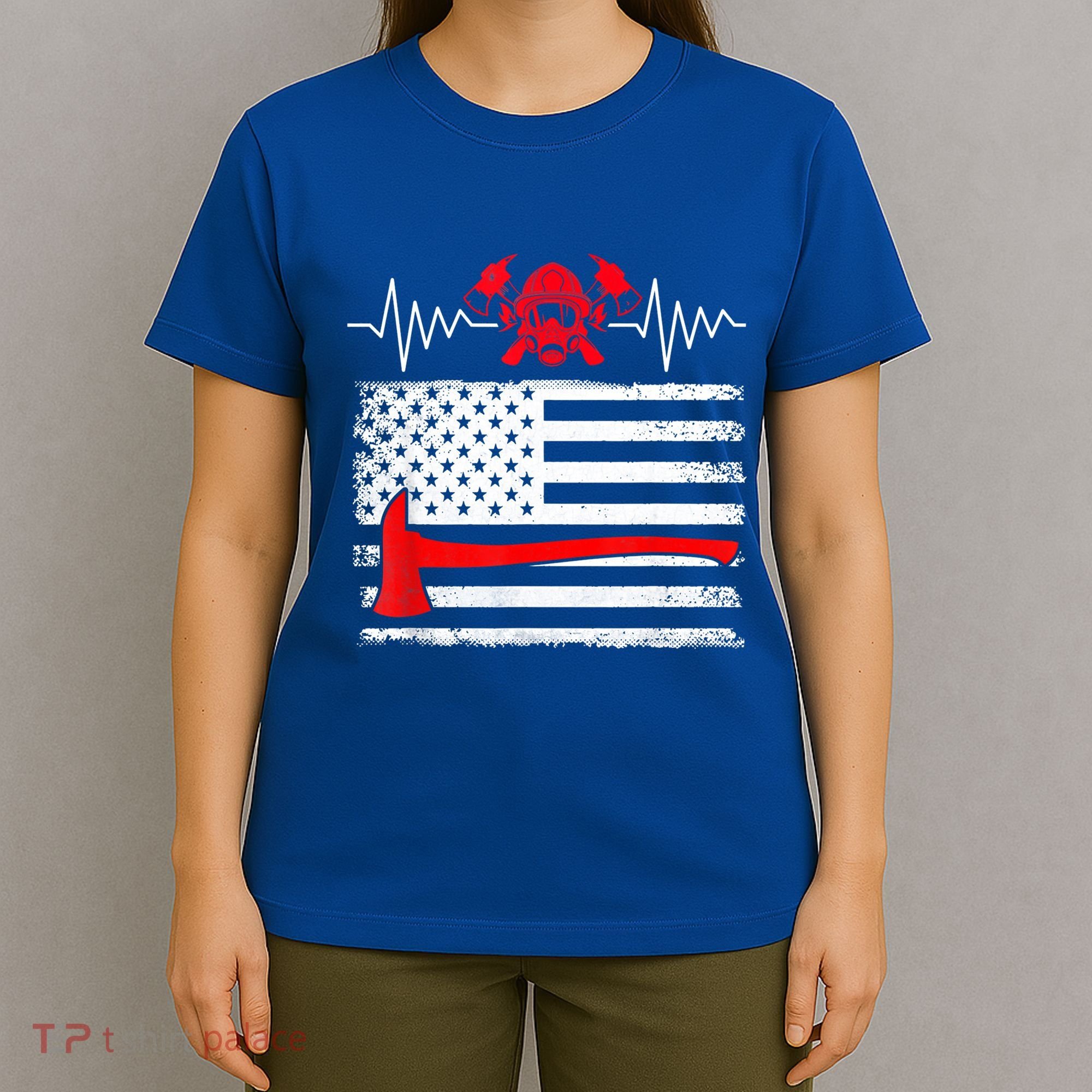 Firefighter Usa American Flag With Wildland Firefighter Hero Cute Gift T-Shirt